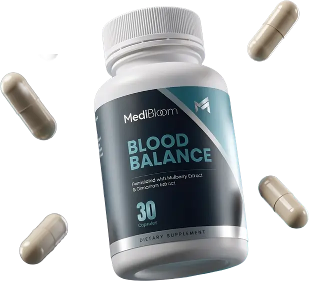 A bottle of Blood Balance with capsules